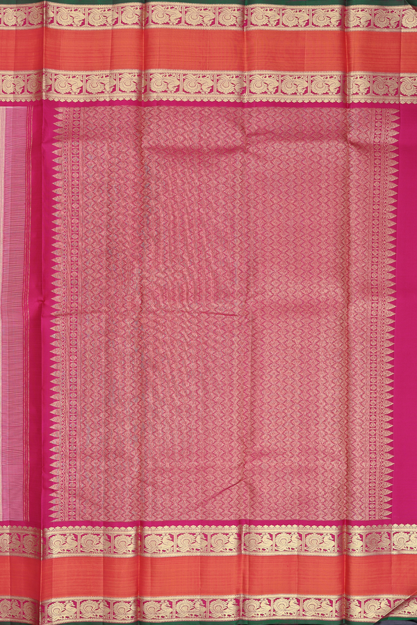 Kanchipuram Silk Saree In Off White With Rettai Pettu Border