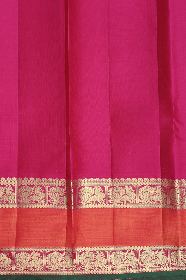 Kanchipuram Silk Saree In Off White With Rettai Pettu Border