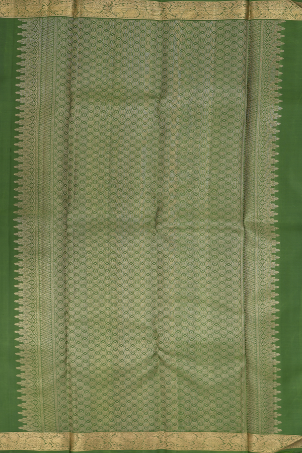 Kanchipuram Silk Saree In Olive Green With Jacquard Pattern