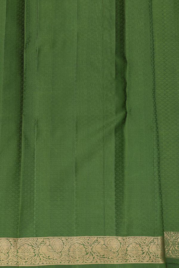 Kanchipuram Silk Saree In Olive Green With Jacquard Pattern