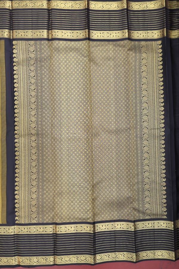 Kanchipuram Silk Saree In Olive Yellow With Checks Design