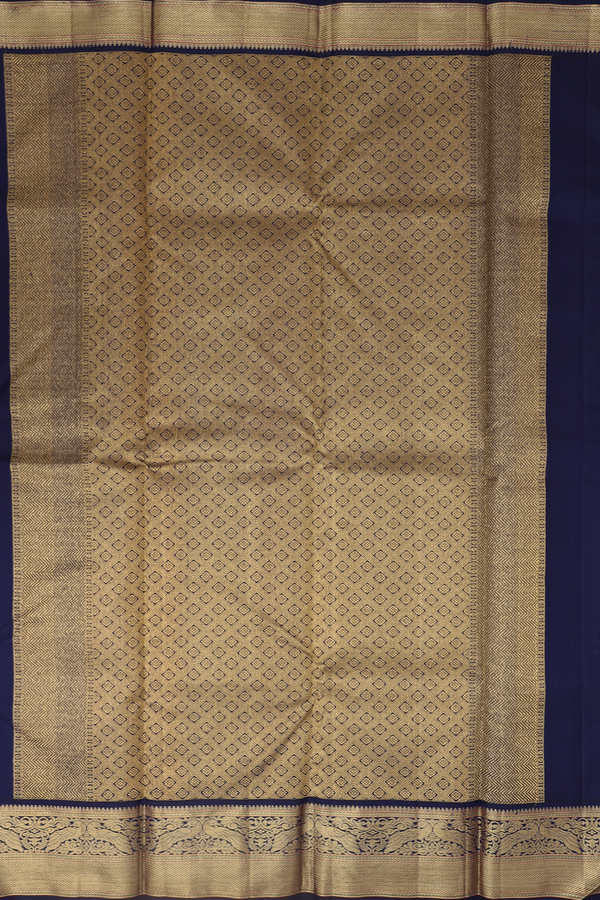 Kanchipuram Silk Saree In Olive Yellow With Floral Buttas