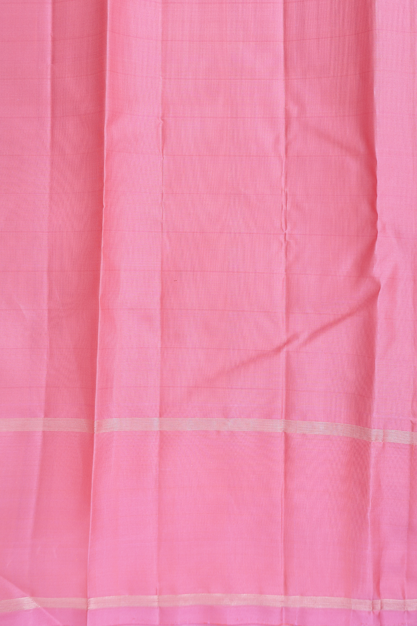 Kanchipuram Silk Saree In Orange Along Stripes With Buttas