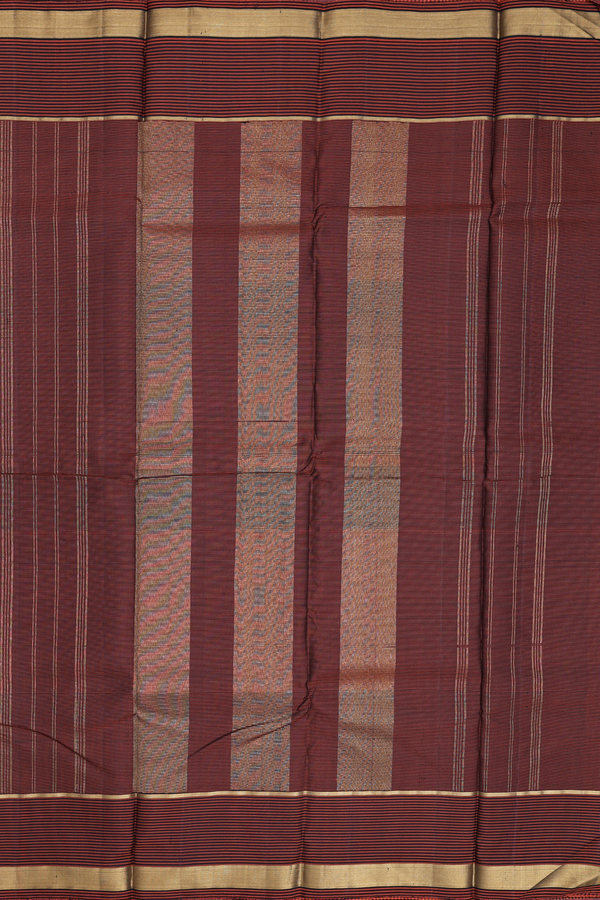 Kanchipuram Silk Saree In Orange And Black With Checks