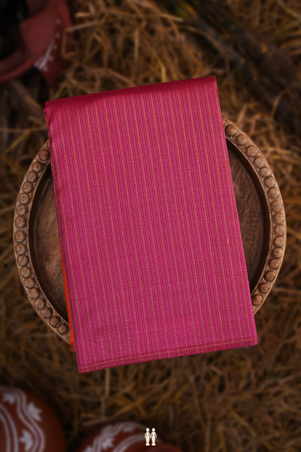 Kanchipuram Silk Saree In Orange And Purple Half And Half Design