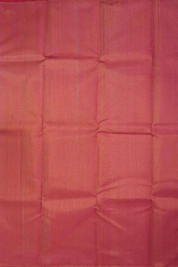 Kanchipuram Silk Saree In Orange And Purple Half And Half Design