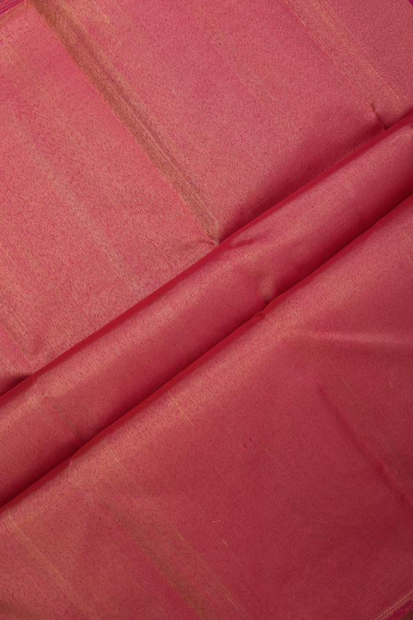 Kanchipuram Silk Saree In Orange And Purple Half And Half Design