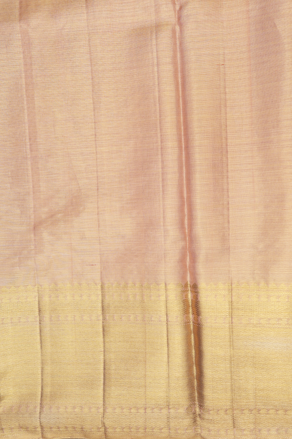 Kanchipuram Silk Saree In Orange Tissue With Floral Design