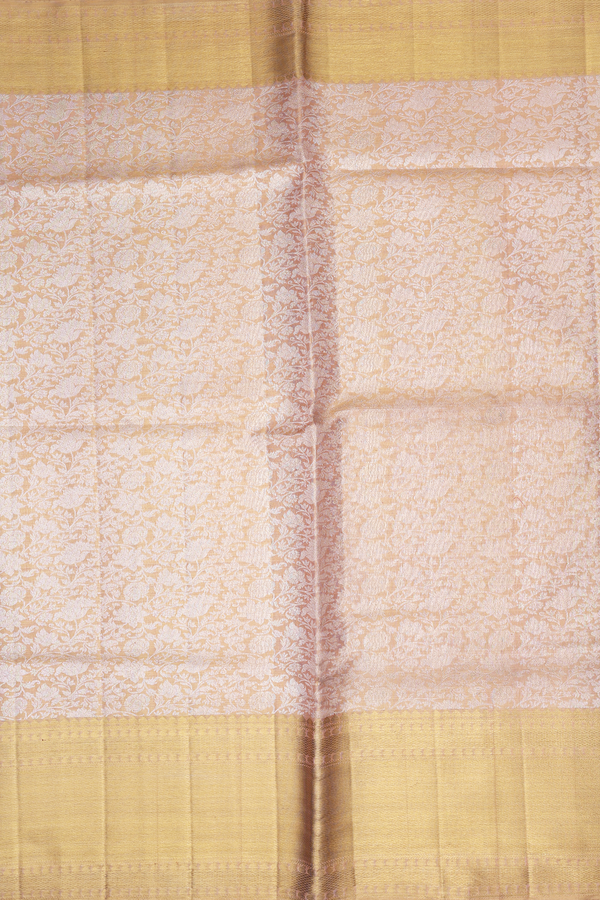 Kanchipuram Silk Saree In Orange Tissue With Floral Design