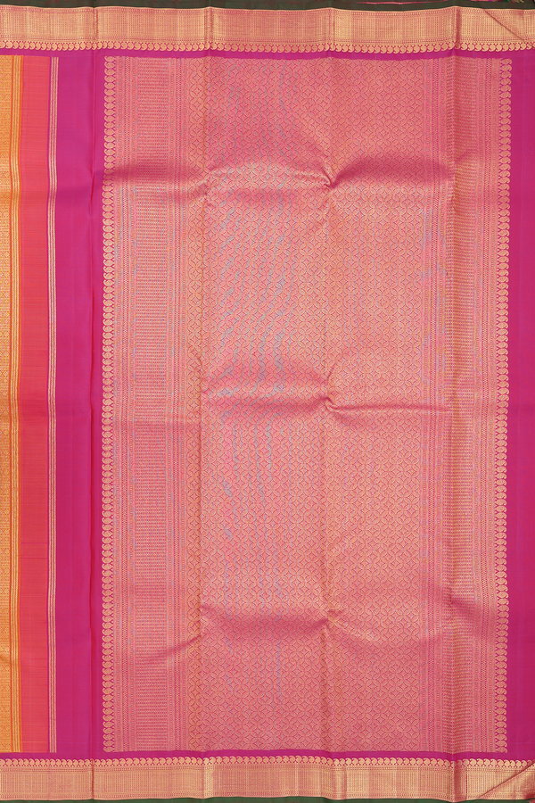 Kanchipuram Silk Saree In Orange With Brocade Design