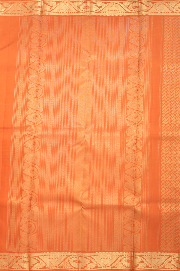 Kanchipuram Silk Saree In Orange With Brocade Design