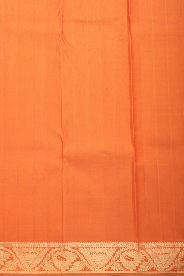 Kanchipuram Silk Saree In Orange With Brocade Design