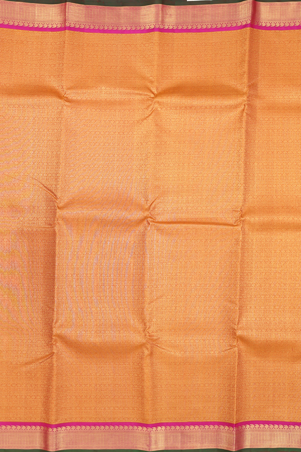 Kanchipuram Silk Saree In Orange With Brocade Design