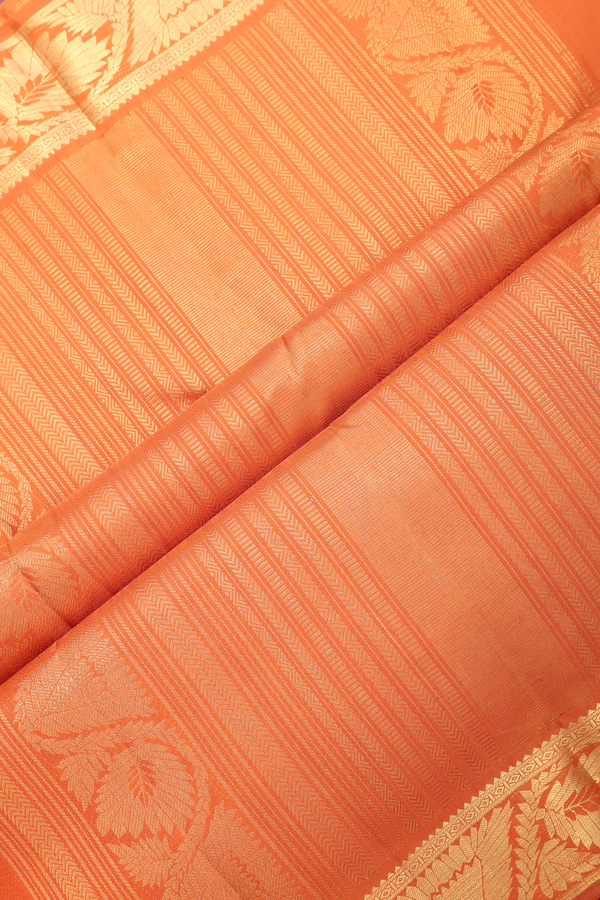 Kanchipuram Silk Saree In Orange With Brocade Design