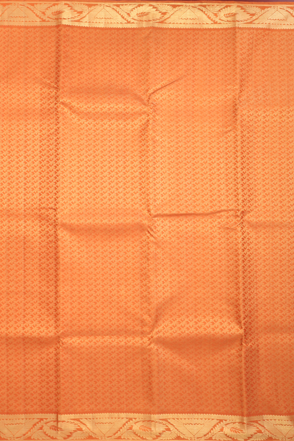 Kanchipuram Silk Saree In Orange With Brocade Design