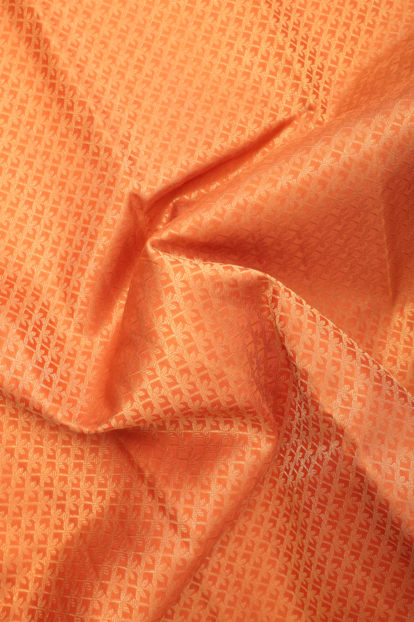 Kanchipuram Silk Saree In Orange With Brocade Design