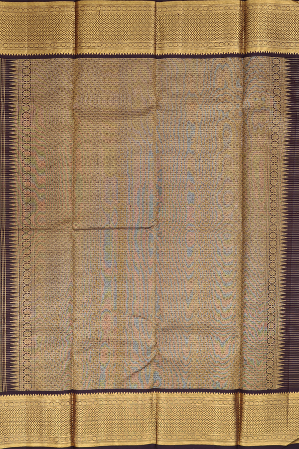 Kanchipuram Silk Saree In Orange With Checks Design