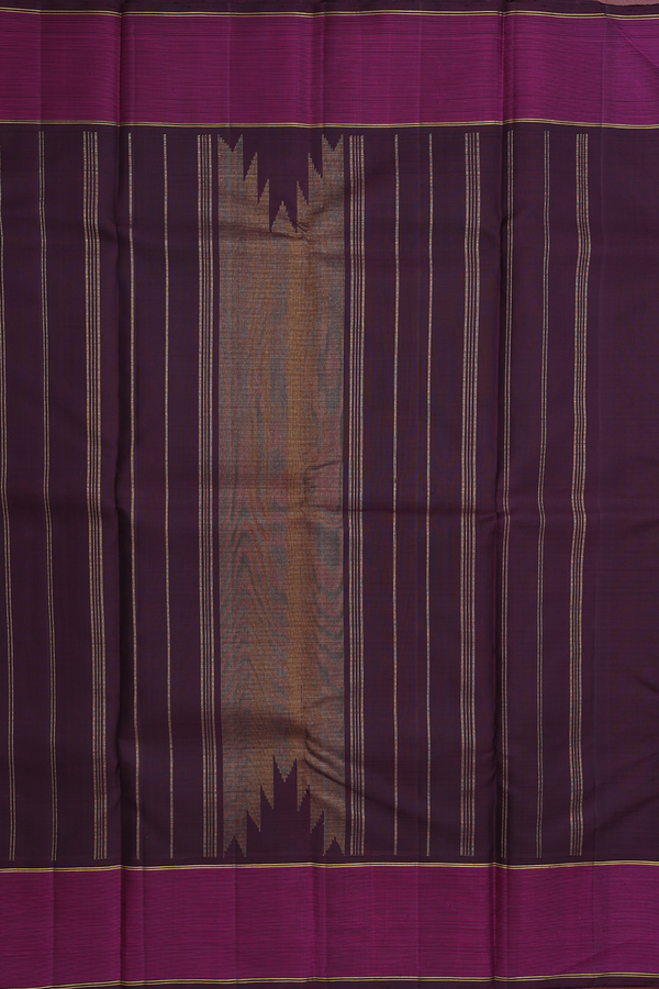 Kanchipuram Silk Saree In Orange With Checks Design