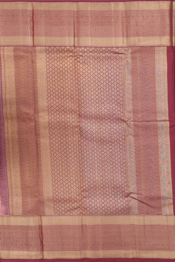 Kanchipuram Silk Saree In Orange With Checks Design