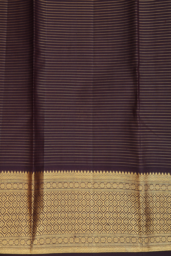 Kanchipuram Silk Saree In Orange With Checks Design