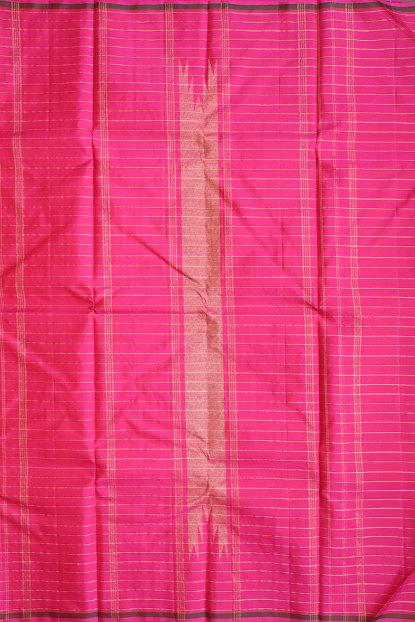 Kanchipuram Silk Saree In Orange With Checks Design