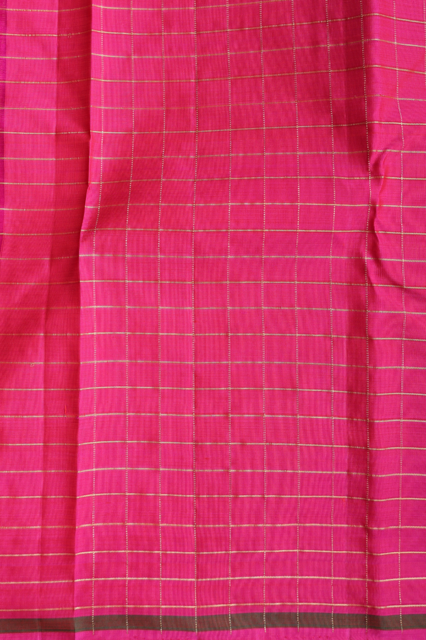 Kanchipuram Silk Saree In Orange With Checks Design