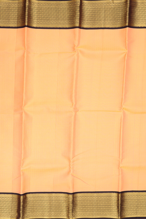 Kanchipuram Silk Saree In Orange With Checks Design