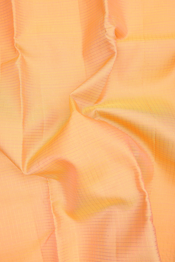 Kanchipuram Silk Saree In Orange With Checks Design