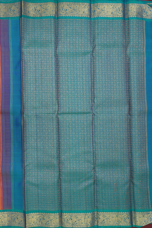 Kanchipuram Silk Saree In Orange With Contrast Border