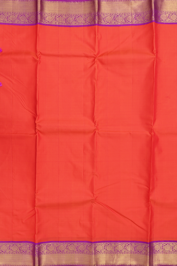 Kanchipuram Silk Saree In Vermillion Red With Contrast Border