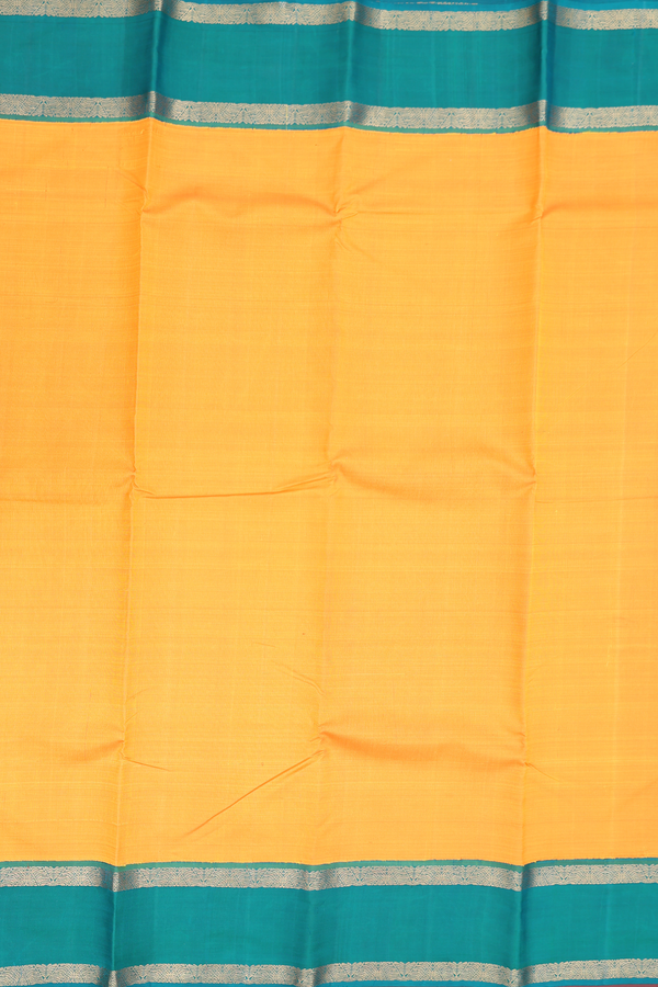 Kanchipuram Silk Saree In Orange With Contrast Border