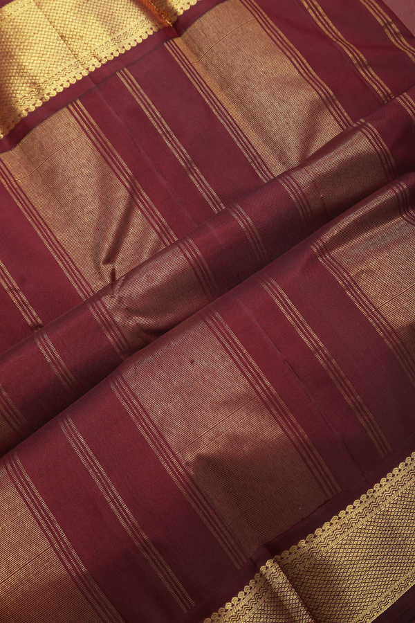 Kanchipuram Silk Saree In Orange With Contrast Border