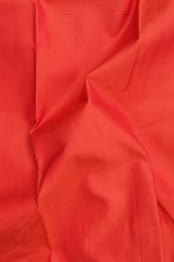 Kanchipuram Silk Saree In Vermillion Red With Contrast Border