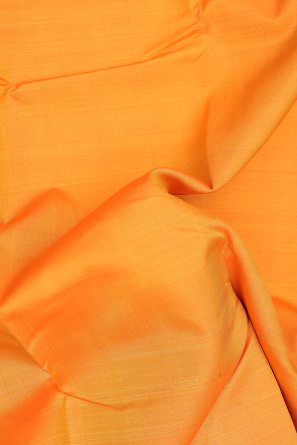 Kanchipuram Silk Saree In Orange With Contrast Border