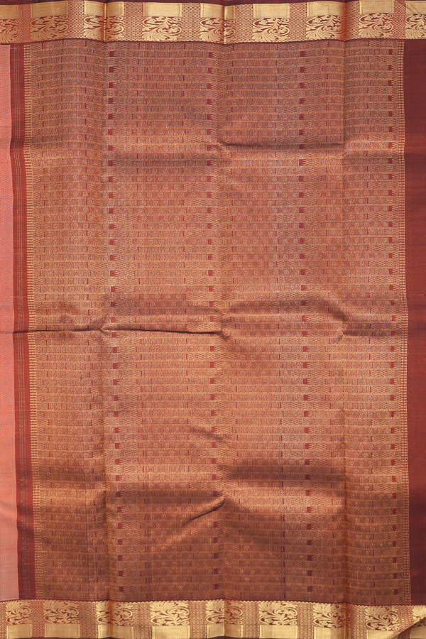 Kanchipuram Silk Saree In Orange With Jacquard Pattern