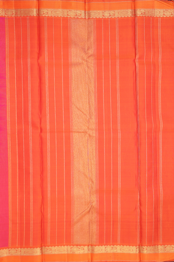 Kanchipuram Silk Saree In Orange With Jacquard Pattern