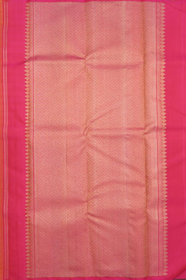 Kanchipuram Silk Saree In Orange With Jacquard Pattern