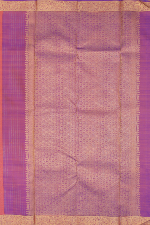 Kanchipuram Silk Saree In Orange With Jacquard Pattern