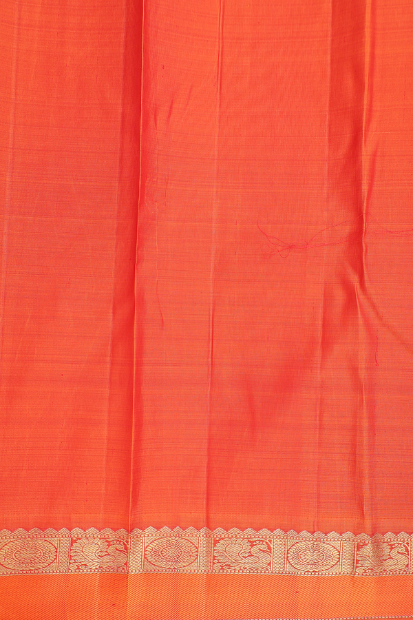 Kanchipuram Silk Saree In Orange With Jacquard Pattern