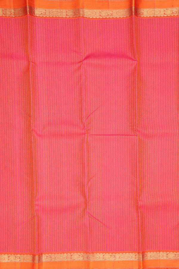 Kanchipuram Silk Saree In Orange With Jacquard Pattern