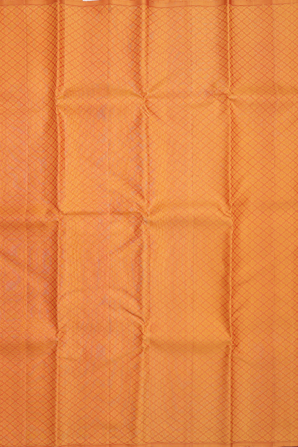 Kanchipuram Silk Saree In Orange With Jacquard Pattern