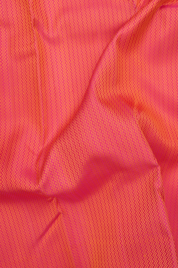 Kanchipuram Silk Saree In Orange With Jacquard Pattern