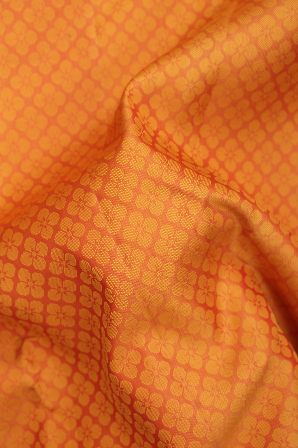 Kanchipuram Silk Saree In Orange With Jacquard Pattern