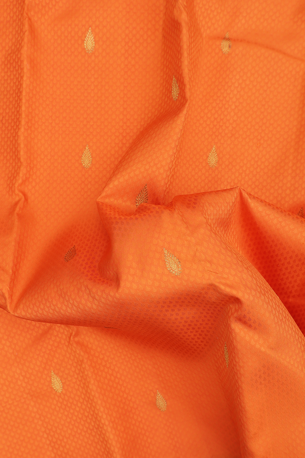 Kanchipuram Silk Saree In Orange With Jacquard Pattern