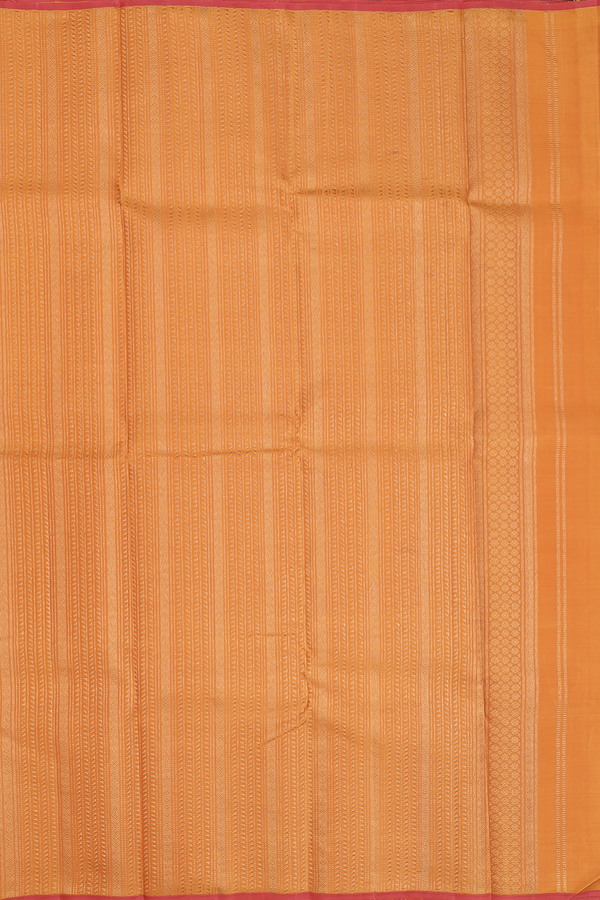 Kanchipuram Silk Saree In Royal Orange With Parrot Motifs