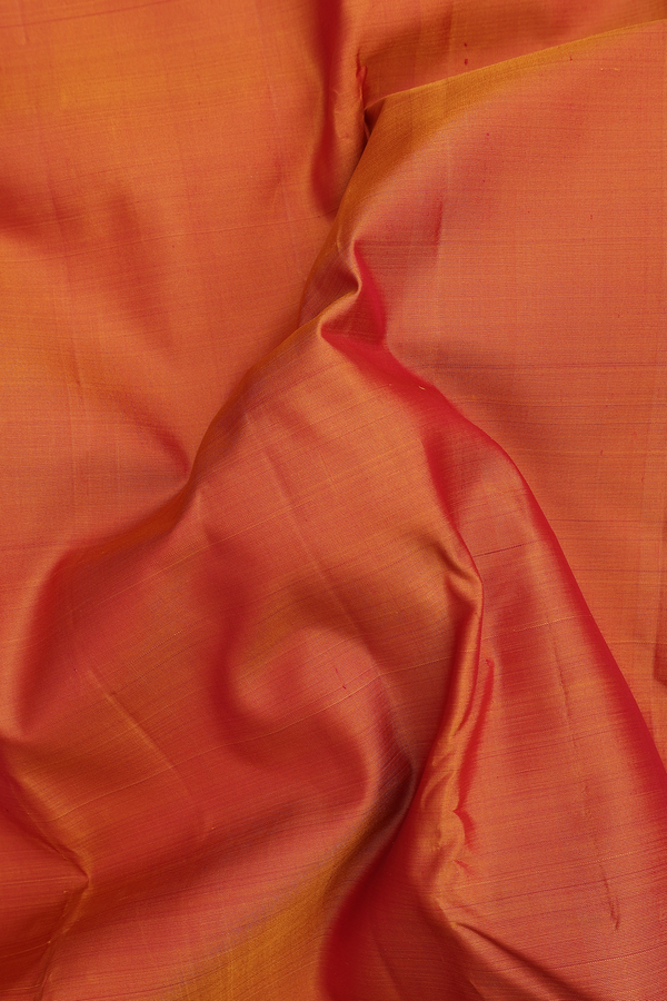 Kanchipuram Silk Saree In Orange With Peacock Border