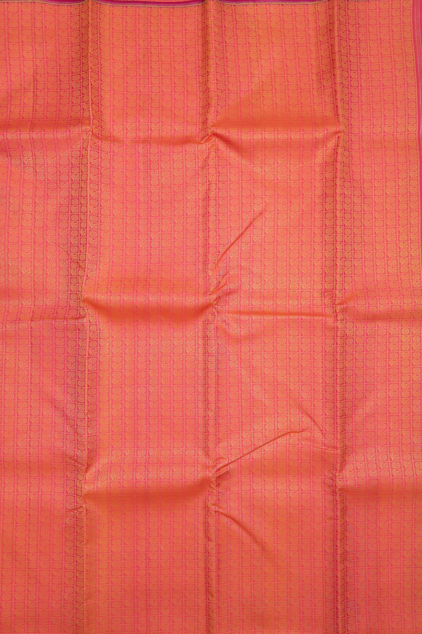 Kanchipuram Silk Saree In Orange With Jacquard Pattern