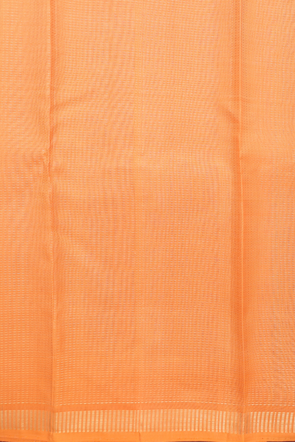 Kanchipuram Silk Saree In Orange With Stripes Design