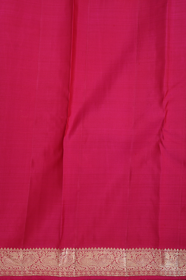 Kanchipuram Silk Saree In Orange With Stripes Design