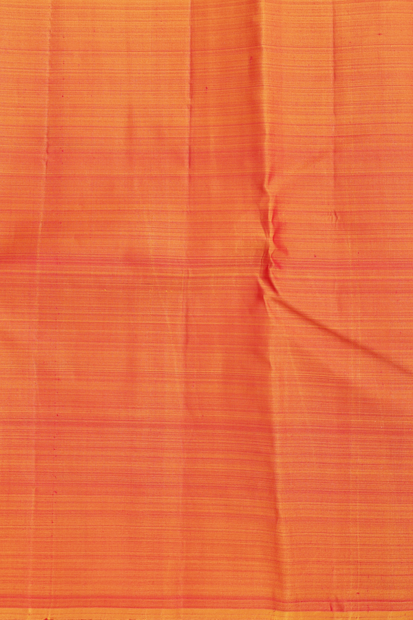 Kanchipuram Silk Saree In Orange With Stripes Design